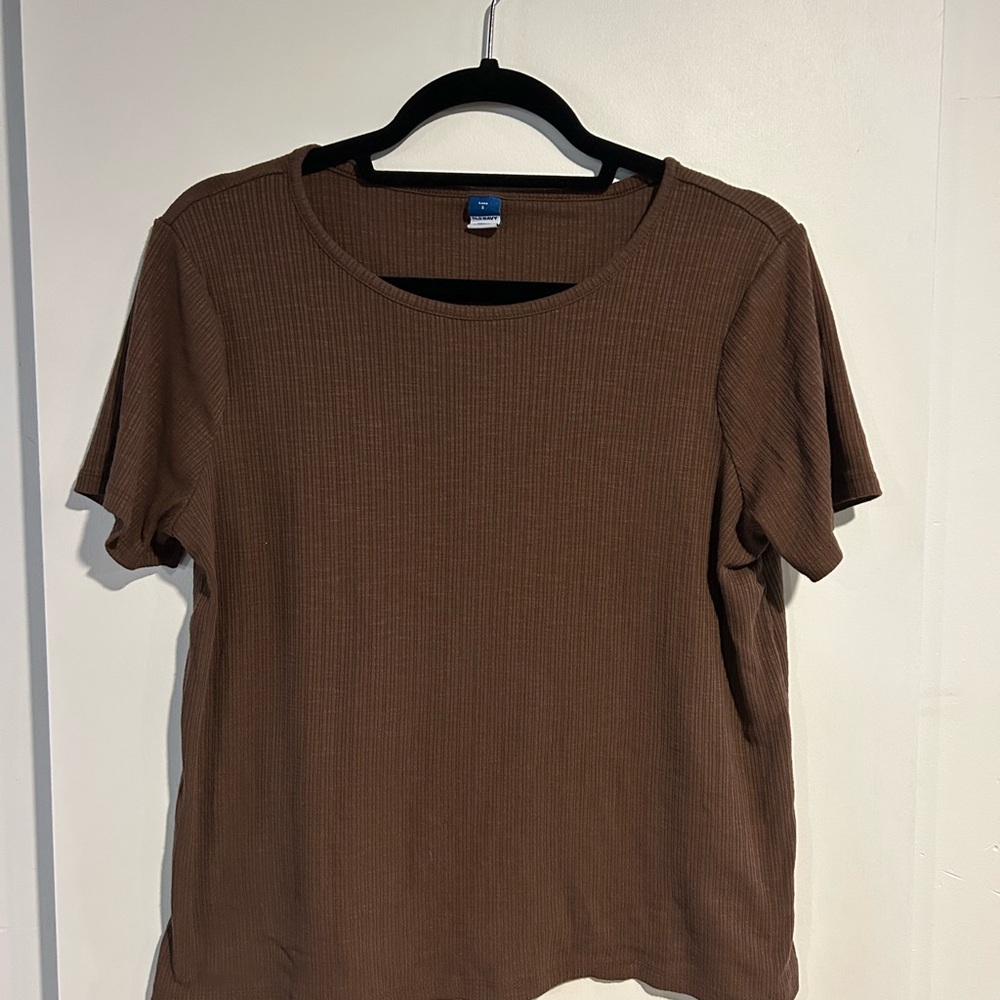 Brown Ribbed Women's Top
